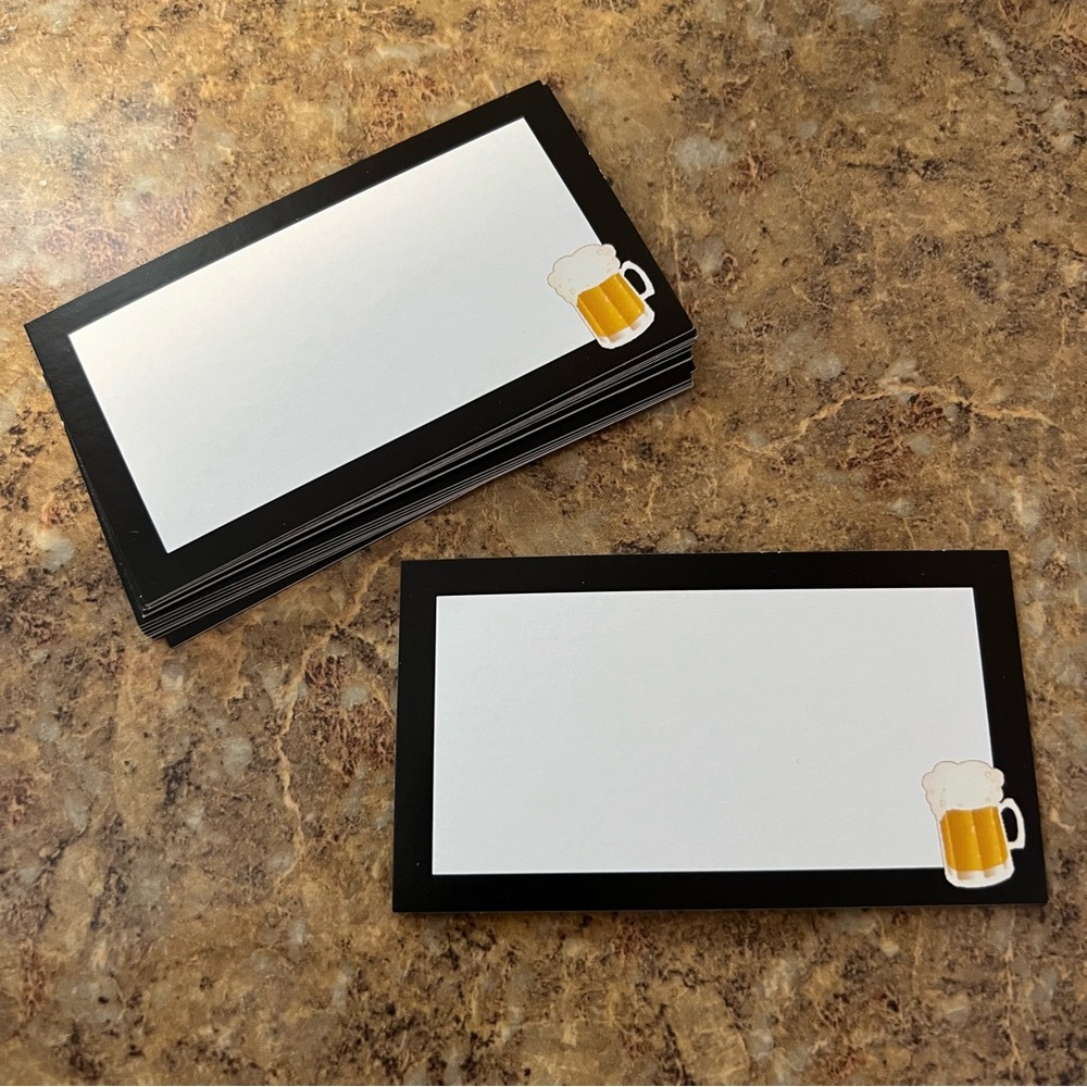 Black Place Cards with Beer Set of 16